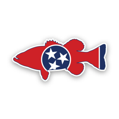 Tennessee Bass Flag Sticker Decal - Weatherproof - sport fish fish tn