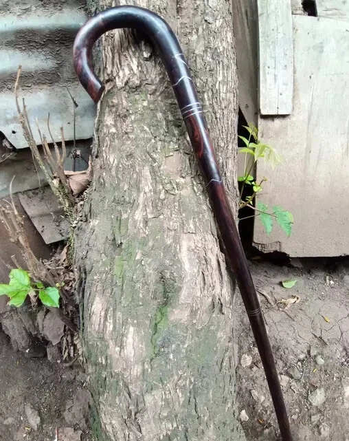 Bastón de arte original africano de madera negra y palo de rosa hecho a mano unisex Foto 2 de 4