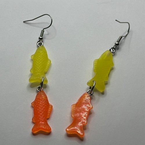 Bright fish earrings, Fish earring made from resin. 7 cm long pink purple - Picture 29 of 37