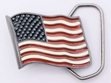 American Flag USA 'Murica Patriotic Red White Blue Stars  Stripes Belt Buckle