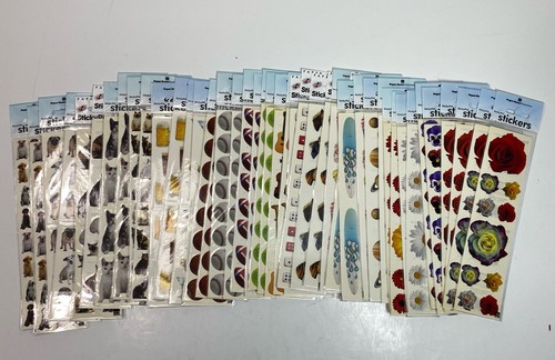 LOT OF 44 Paper House Sticky Pix Stickers-Pets, Flowers, Music, Sports & More!!