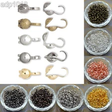 200PCS Bottom Clamp Bead End Tips With Open Loop for Hiding Knots & Crimp