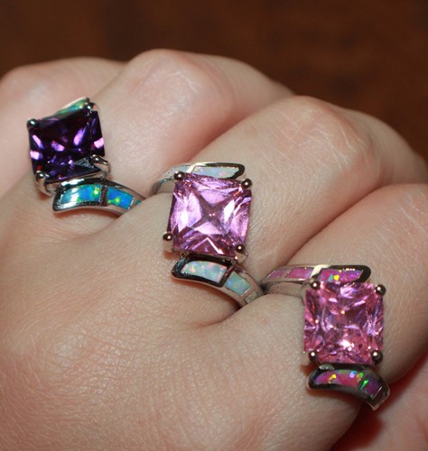 Feueropal Amethyst Topas Ring Edelsteine Silberschmuck Gr. 6 7 7,5 8 Verlobungsband - Bild 6 von 11