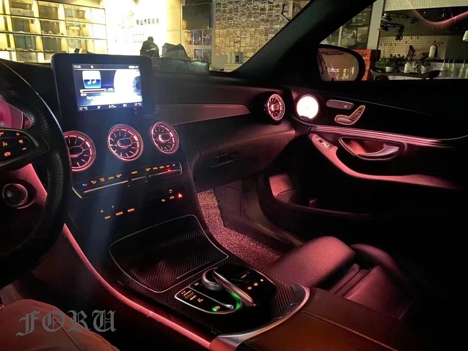 Se adapta a Mercedes Benz W205 Clase C interior moldura atmósfera luz ambiente 2015+ Foto 3 de 4