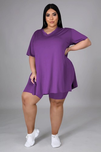 Women's Plus Size Two Piece Outfits Loungewear Sets Summer Oversized Tshirts ... - Picture 4 of 5