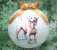 D438 Hand-made Christmas Ornament - Labrador Retriever- dog cream light yellow 