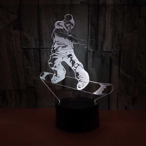 7 Color Changing 3D Snowboarding Night Light LED Desk Lamp Touch Room Decor Gift - Picture 11 of 11