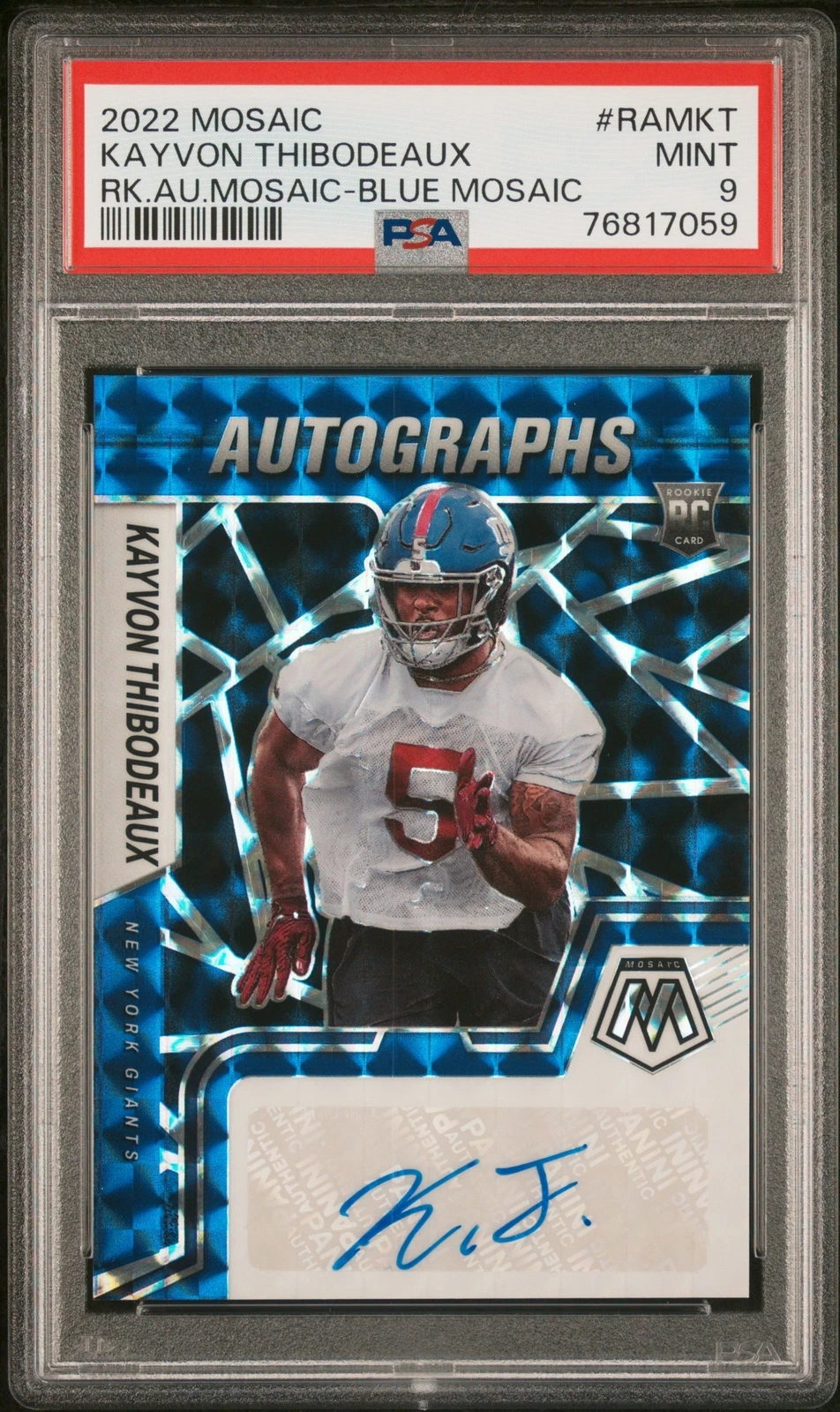 Kayvon Thibodeaux Panini Mosaic Rookie Autograph Mosaic #RAMKT Blue Mosaic