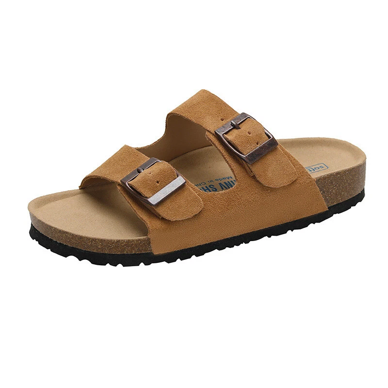 Genuine Leather Cork Sandals Beach Flip Flops Casual Clogs Slippers Shoes
