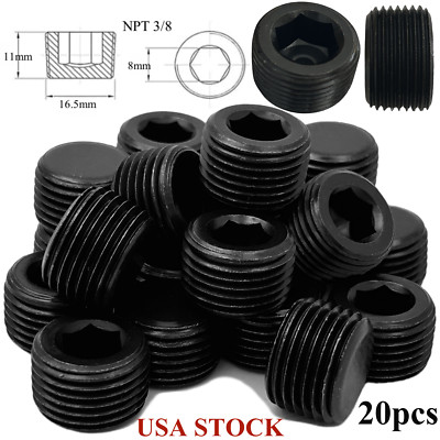 3/8'' NPT PIPE PLUGS MALE STEEL INTERNAL HEX HEAD SOCKET PIPE PLUGS END CAP 20PCS
