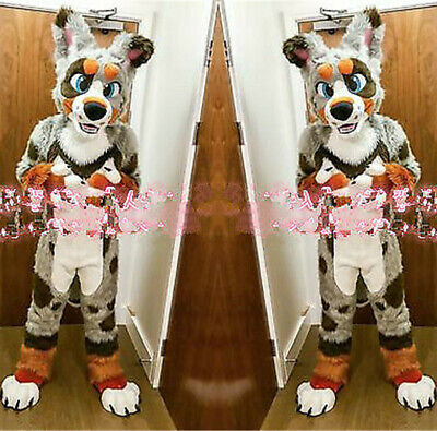 2019 New Long Fur Husky Dog Fox Fursuit Mascot Furry Costume Cosplay Dress Adult