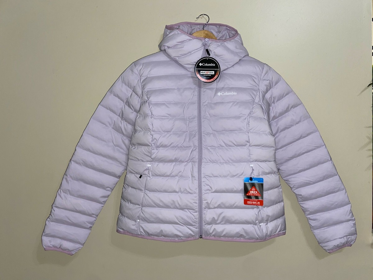 Womens Columbia Three Forks Puffy Jacket Coat Pink Down Omni Heat $240 L NEW - Main Image