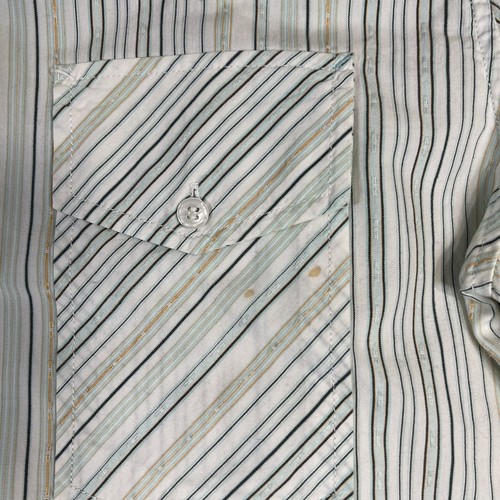 Diesel Button Up Shirt Mens Medium Green White Slim Fit Short Sleeve Striped Y2K - Picture 8 of 11
