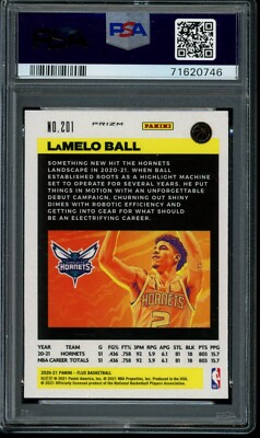 2020-21 Panini Flux #201 LaMelo Ball Asia Red Wave Prizm PSA 8 