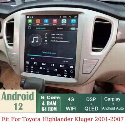 For Toyota Highlander Kluger 01-2007 Radio Car Android GPS Navigation Wifi 12.1''