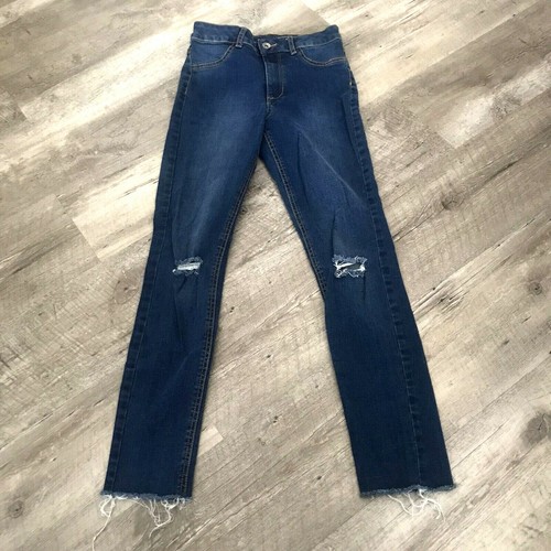 Calzedonia Womens Small Dark Wash Blue Denim Skinny Jeans Raw Hem  Distressed | eBay