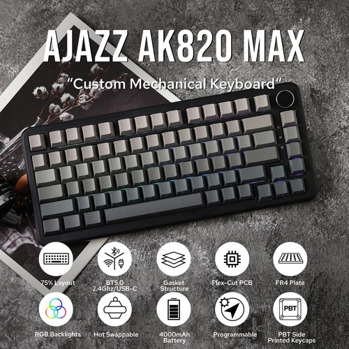 AJAZZ AK820 MAX Tri-Mode RGB Gaming Mechanical Keyboard with Adjustable Drivers - Picture 41 of 71