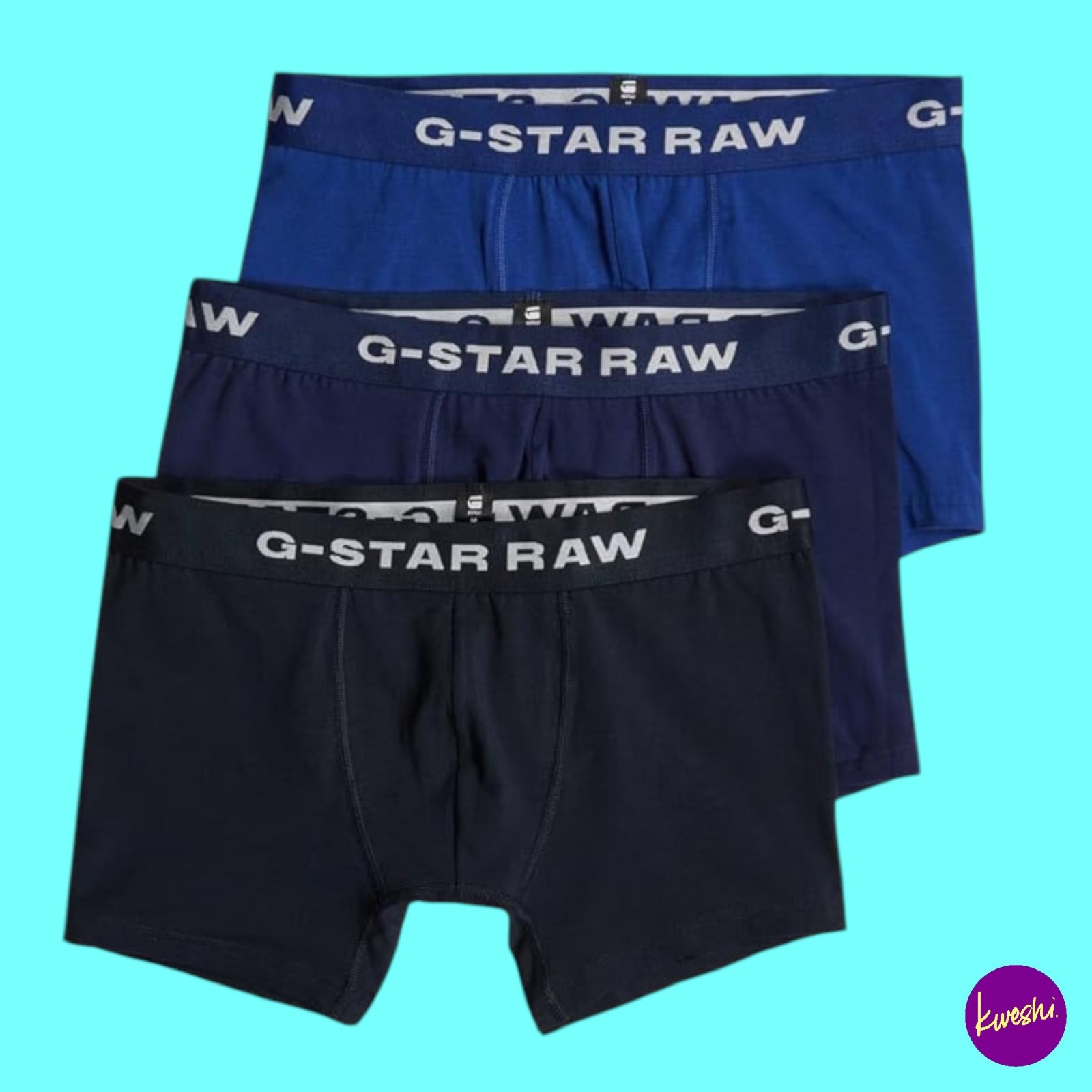 G-STAR Men's Boxer Briefs Set of 3, Organic Cotton, Blue, UK XL | EU 56 | US XL