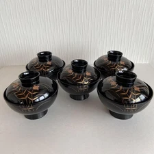 [Recommended Item] Echizen Lacquerware Soup Bowls, Set of 5, "Nishiki Kotobuki"