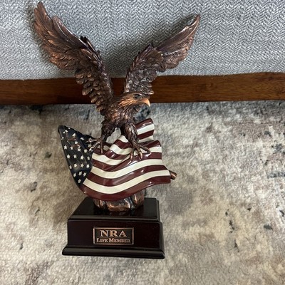 Ebros Wings of Glory Majestic Bald Eagle USA American Flag Statue NRA Life