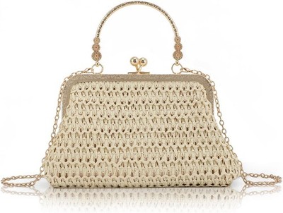 Stroh Clutch Purses für Damen, Sommer Abend Handtaschen, Woven Beach Shoulder 