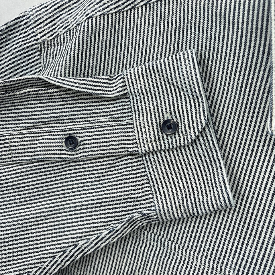 GAP Shirt Mens XL Railroad Blue Big Shirt Denim Stripe Button Front Oversized - Image 4 of 4