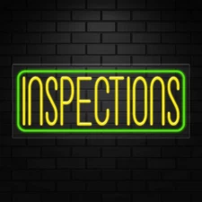 Inspections Neon Sign for Retail Displays | LED Flex Neon | 32"W x 13"H x 1"D