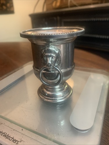 Vintage Silver Plate Mini Champagne Bucket W/ Lion Heads Toothpick Holder - Picture 19 of 20
