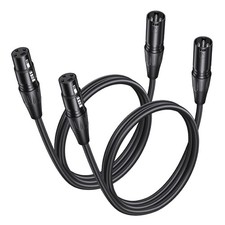 Aqdocvf 2 Pack Premium XLR Cable - 3ft, Male to Female 3 Feet, Black