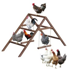 Pine Wood Chicken Perch with 2 Swings  Ladder, Multi-Level Chicken Roosting