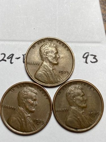 1929-PDS LINCOLN WHEAT CENT SET, "XF-AU" condition coins, set #93