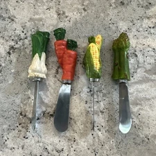 Vintage Cheese Butter Jam Dip Spreaders Vegetables Set of 4