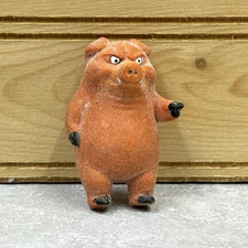 Vintage Mini 2in Angry Pig Figure Toy Pointing Stern Cake Topper