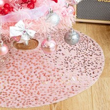 Christmas Tree Skirt, 21 inch Sparkly with Faux Fur Plush mini 21'', Pink