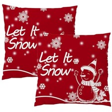 Let It Snow Pillow Covers 18x18 Set of 2 18" x 18" Pack of 2 Christmas C