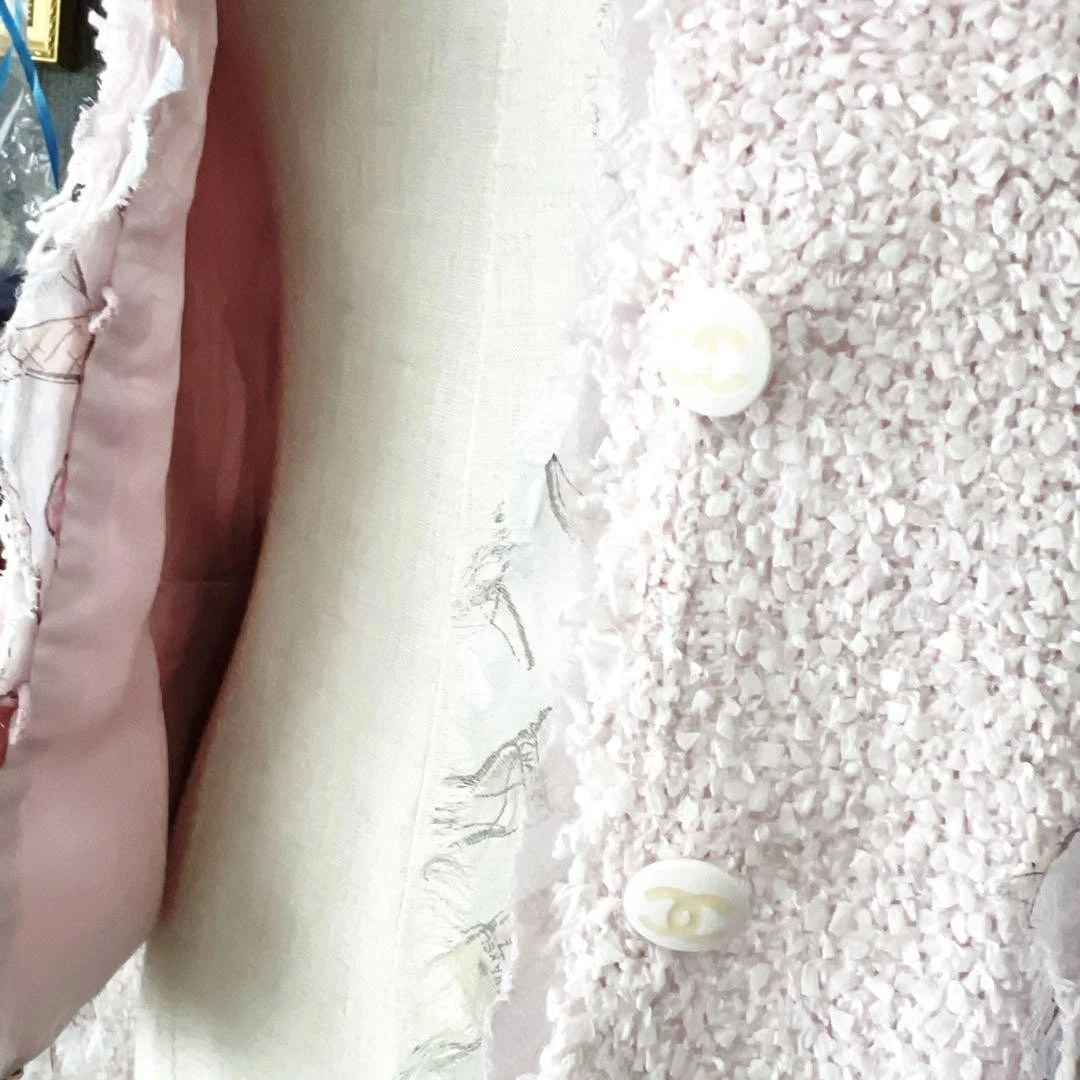 Chanel giacca sciarpa seta gelato tweed