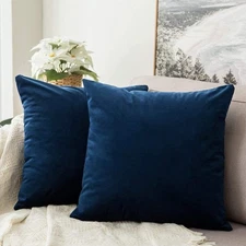 MIULEE Velvet Throw Pillow Covers 18x18 18" x (Pack of 2), Dark Blue 