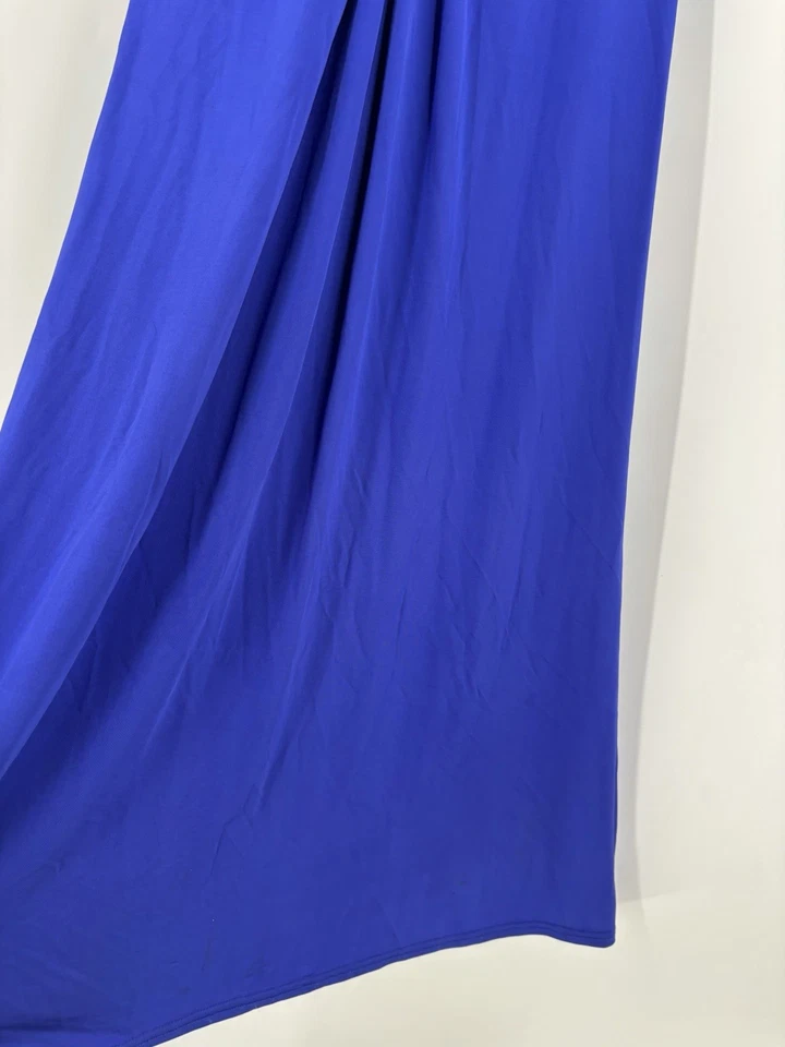 Tadashi Shoji Gown Dress Womens Medium Petite Blue Pleated Maxi Cap Sleeves - Image 4 of 4