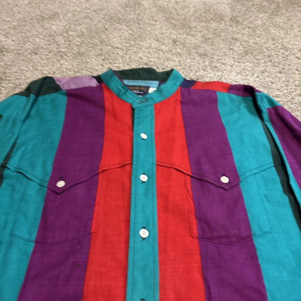 Vintage Panhandle Slim Western Vertical Stripe Color Button Down XL 17-1/2 Shirt - Image 4 of 4