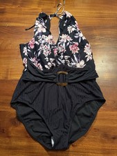 Time and Tru Missy Elevated One Piece Swimsuit Floral Sz XL - NEW