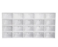 24pcs Shoe Box Stackable Shoe Storage Organizer Sneaker Container Clear
