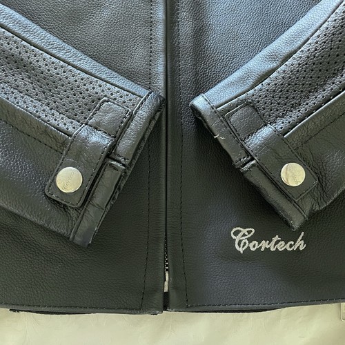 Cortech LNX Black Leather Motorcycle Street Jacket ZipOut Liner Women XL/14 READ - Picture 10 of 24