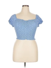 J for Justify Women Blue Short Sleeve Top XL