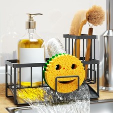 Sink Caddy Organzier, Sponge Holder for Kitchen Sink with Brush Holder and Se...
