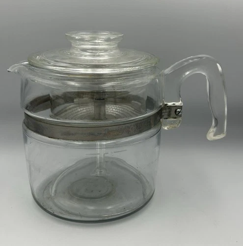 Vintage Pyrex Percolator 7756 Flameware 6 Cup Glass Coffee Pot & Lid Complete