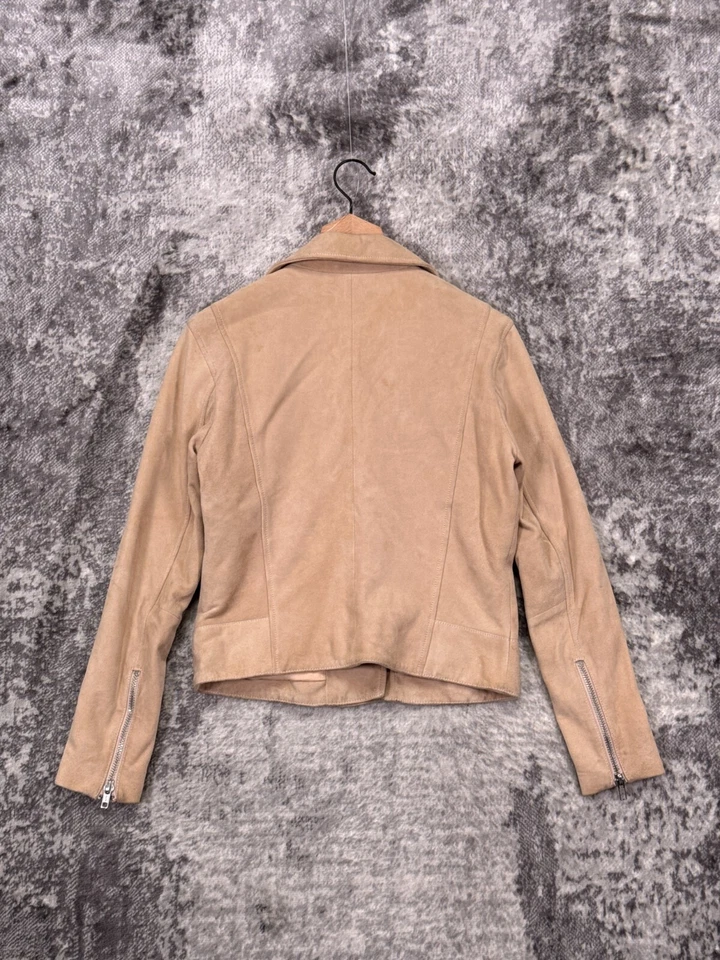 Jaqueta Levis Feita e Trabalhada 1/Pequena Feminina Camurça Marrom Moto Zíper - Imagem 3 de 4