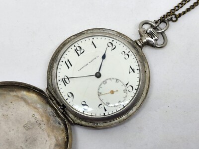 Tavannes Pocket watch - Hunter SILVER case enamel dial FOR PROJECT