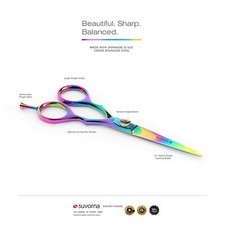 SUVORNA 5.5" Professional Barber Multicolor Titanium Razor Edge Hair Shears
