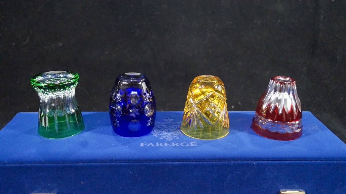 Faberge Vodka Shot Glasses with Original Branded Blue Velvet Padded Box and Card www