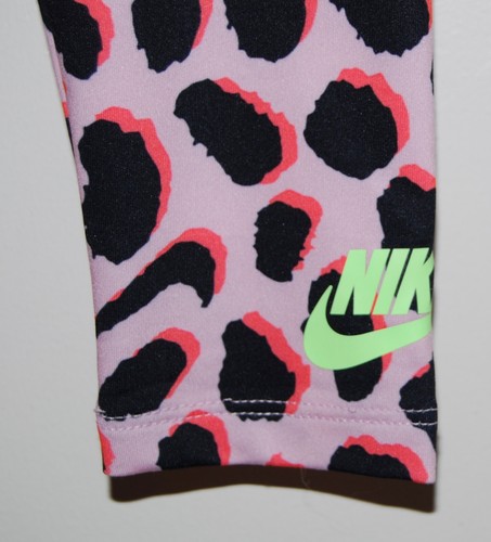 NWT Nike Little Girls Pink Foam Leopard Print 2pc SS Legging Set sz 4 5 - Picture 9 of 16